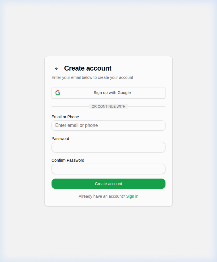 Signup Page